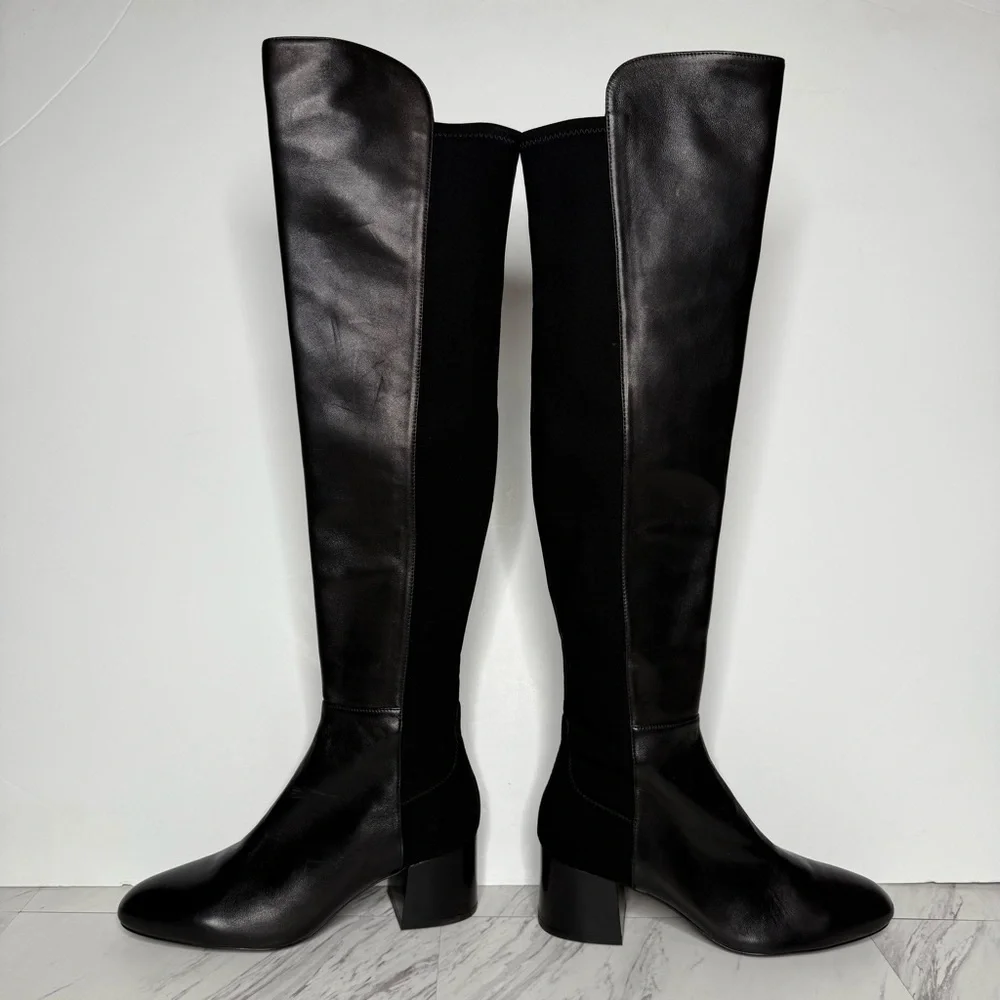 Stuart Weitzman Black Leather Over the Knee Boot 7B